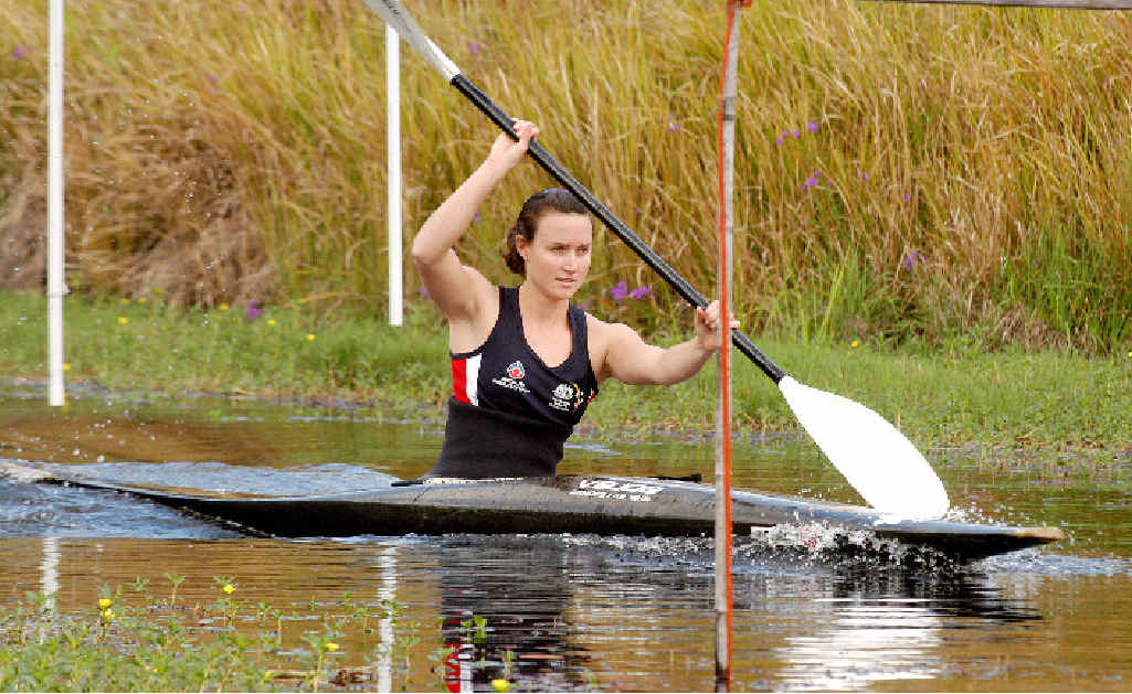 Jacqui Lachmann (nee Lawrence) on the water at Old Bonalbo after returning from Beijing with a silver medal in the kayak slalom. Jacqui Lachmann (nee Lawrence) on the water at Old Bonalbo after returning from Beijing with a silver medal in the kayak slalom.